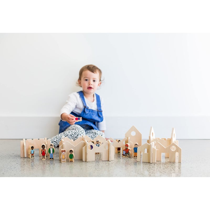 THE FRECKLED FROG Little Happy Architect - Set of 22 - Ages 18m+ - Wooden Blocks for Toddlers - Create Endless Village Layouts - Lightweight - Image 4